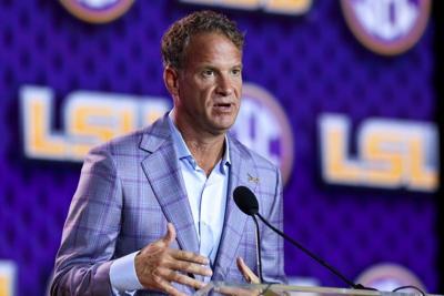 Jul 23, 2026; Tampa, FL, USA; LSU Tigers head coach Lane Kiffin speaks to the press during SEC Football Kickoff Media Day at the Tampa Marriott. Mandatory Credit: Nathan Ray Seebeck-Imagn Images