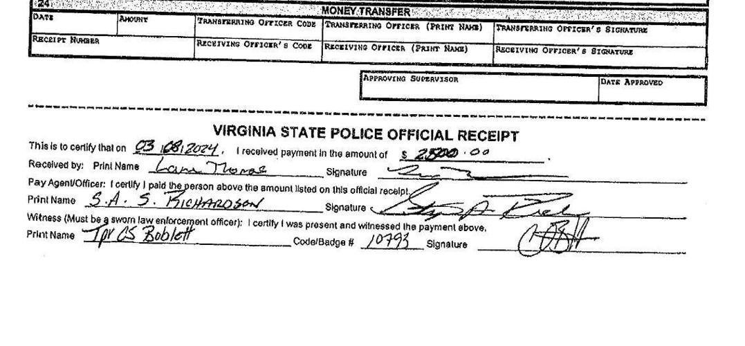 Virginia State Police suspected forged signature 3.7.2024