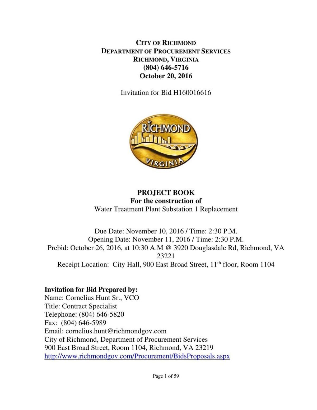 Project document for water plant switchgear