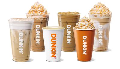 Dunkin’s Fall 2026 pumpkin drink lineup includes the Pumpkin Spice Signature Latte and new drinks including the Pumpkin Cloud Dunkalatte and Pumpkin Patch Cloud Latte.