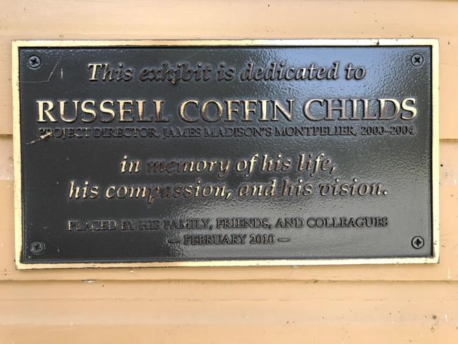 Montpelier Station history exhibit Childs plaque