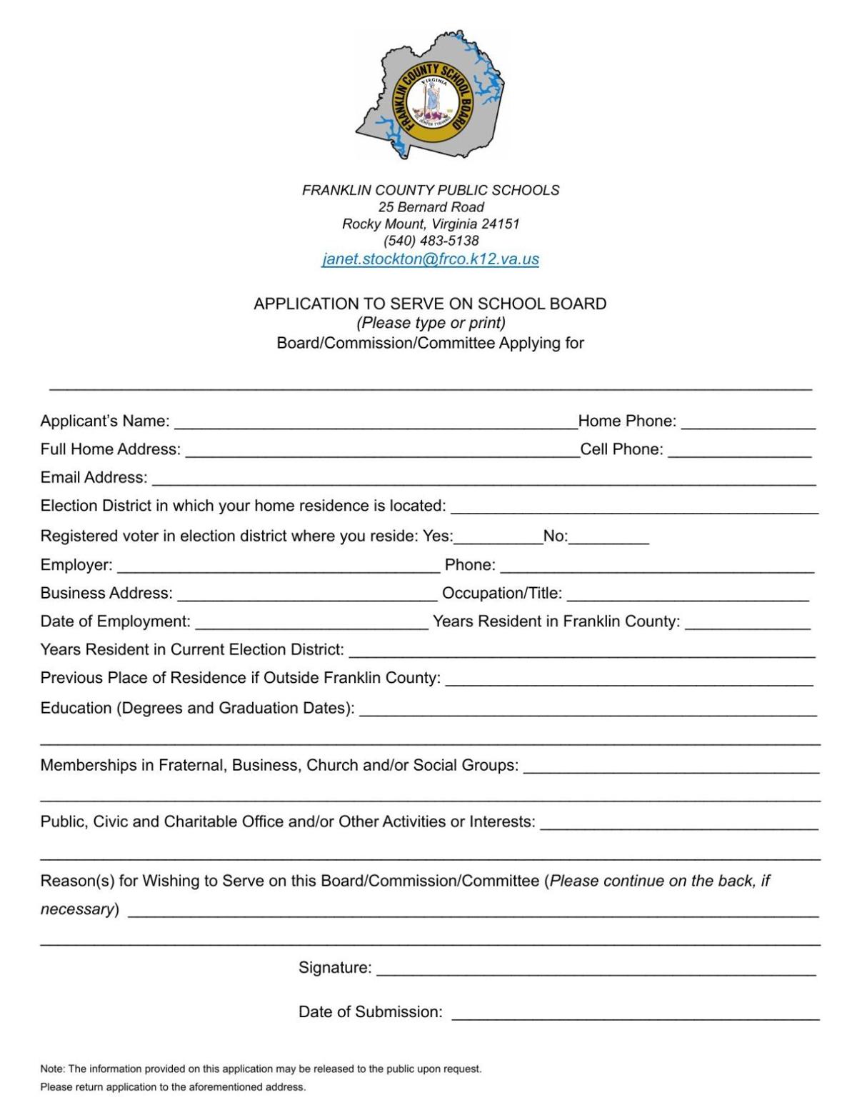 Application form