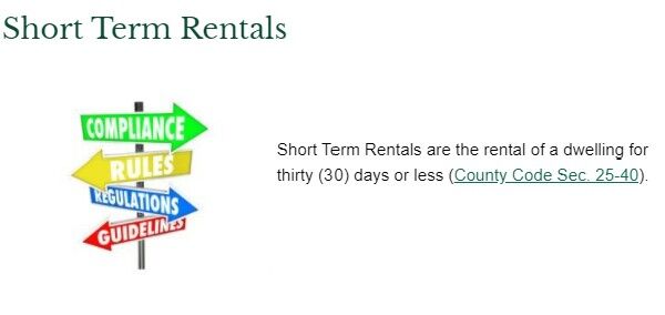 Short Term Rentals from Franklin County Website