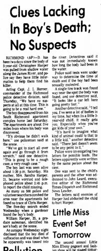 News clipping regarding the murder of Christopher Harper in 1975