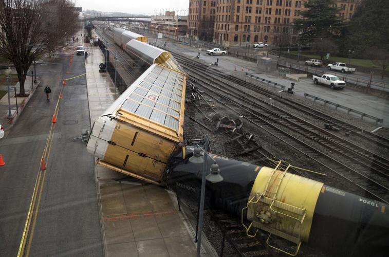 File photo of Dec. 16, 2020 derailment downtown Roanoke