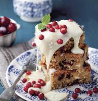 White chocolate cake, blondie, brownie with cranberry and coconut