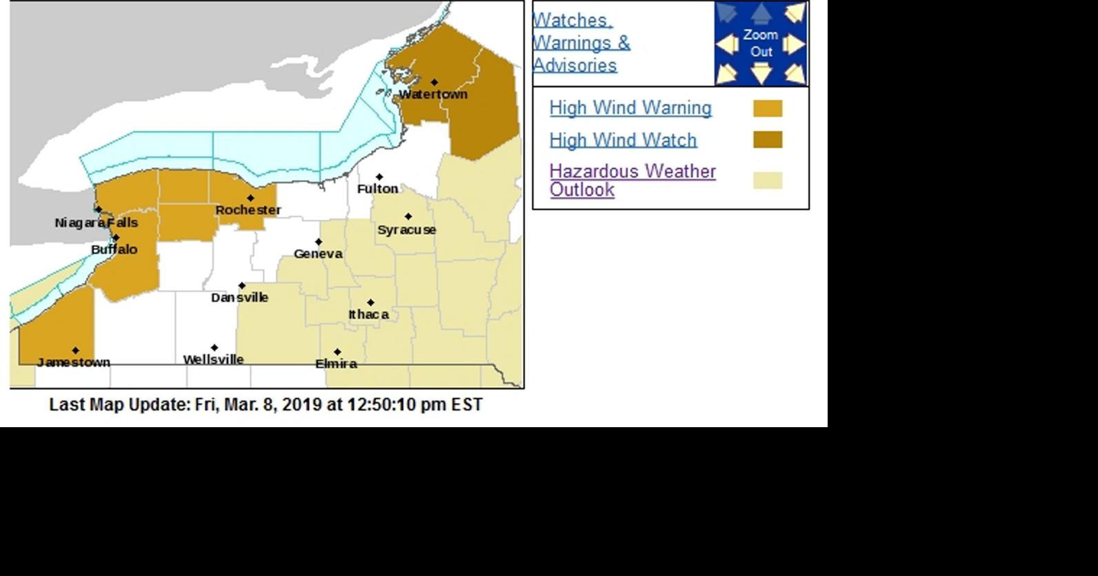 High wind warning to begin Sunday in Genesee, Monroe counties | Local ...