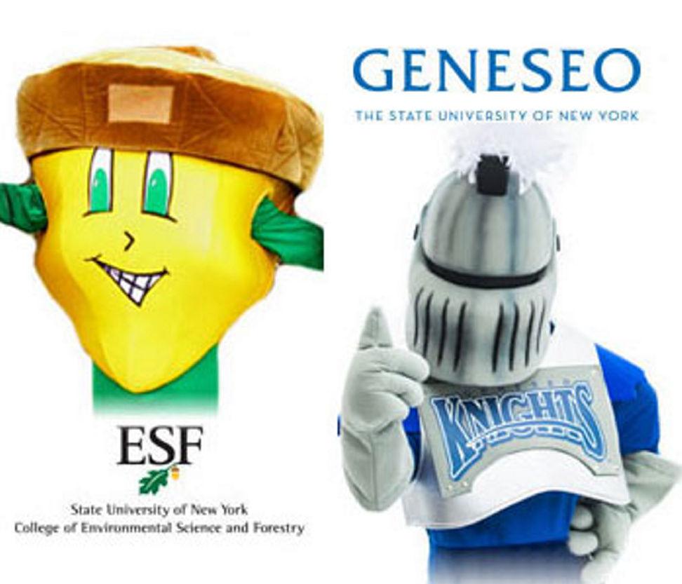 Oakie the Acorn outlasts SUNY Geneseo's Victor E. Knight in Mascot