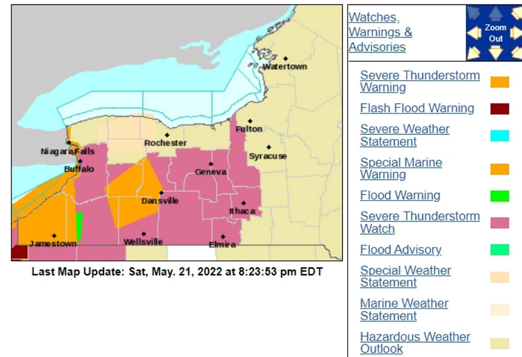 Severe Thunderstorm Warning Includes Genesee, Livingston, Wyoming ...