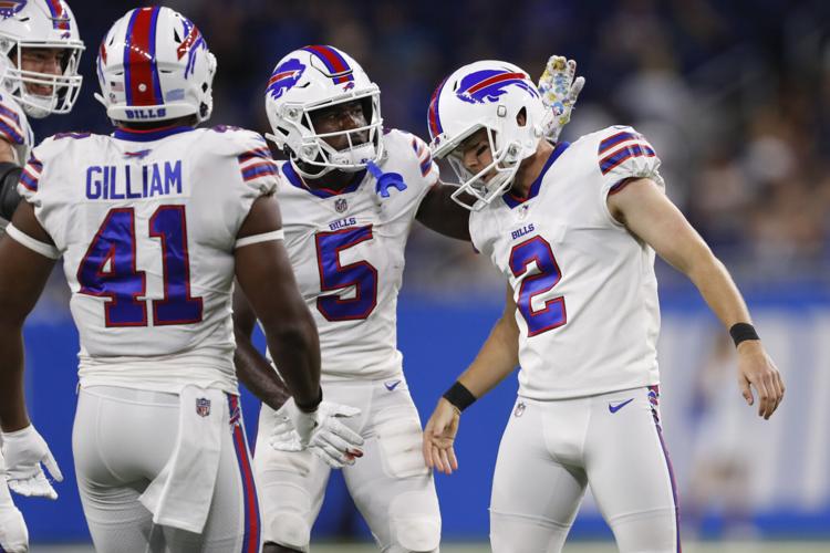 Buffalo Bills place kicker Tyler Bass (2) during the first half of