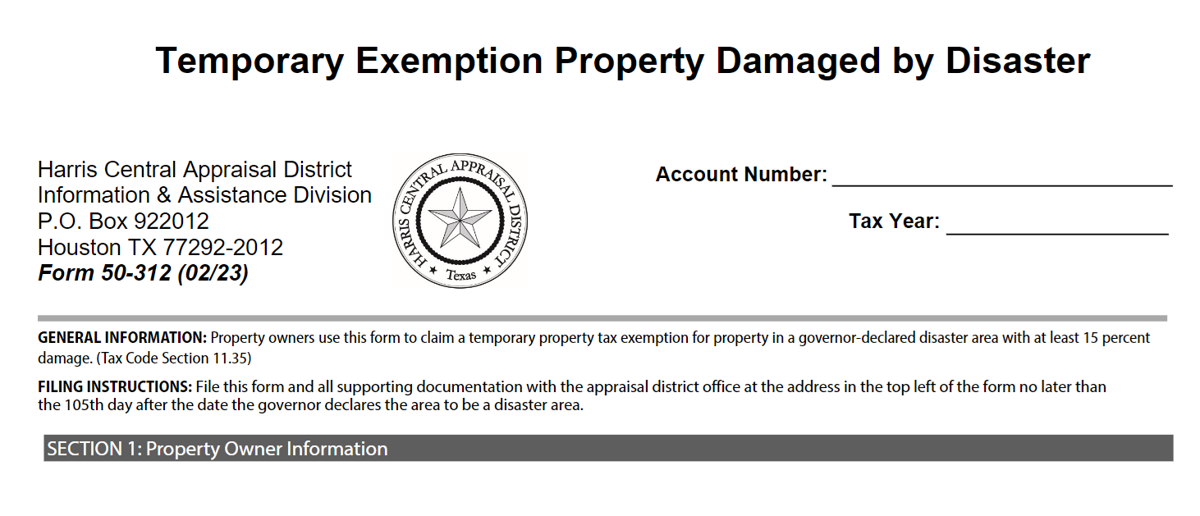 HCAD reminds property owners of disaster exemption deadline | City 