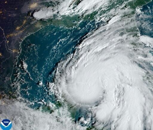 This image from the National Oceanic and Atmospheric Administration shows Tropical Storm Helene on September 25, 2024, as it move away from Mexico and bears down on the US state of Florida, where it is forecast to hit as a powerful hurricane