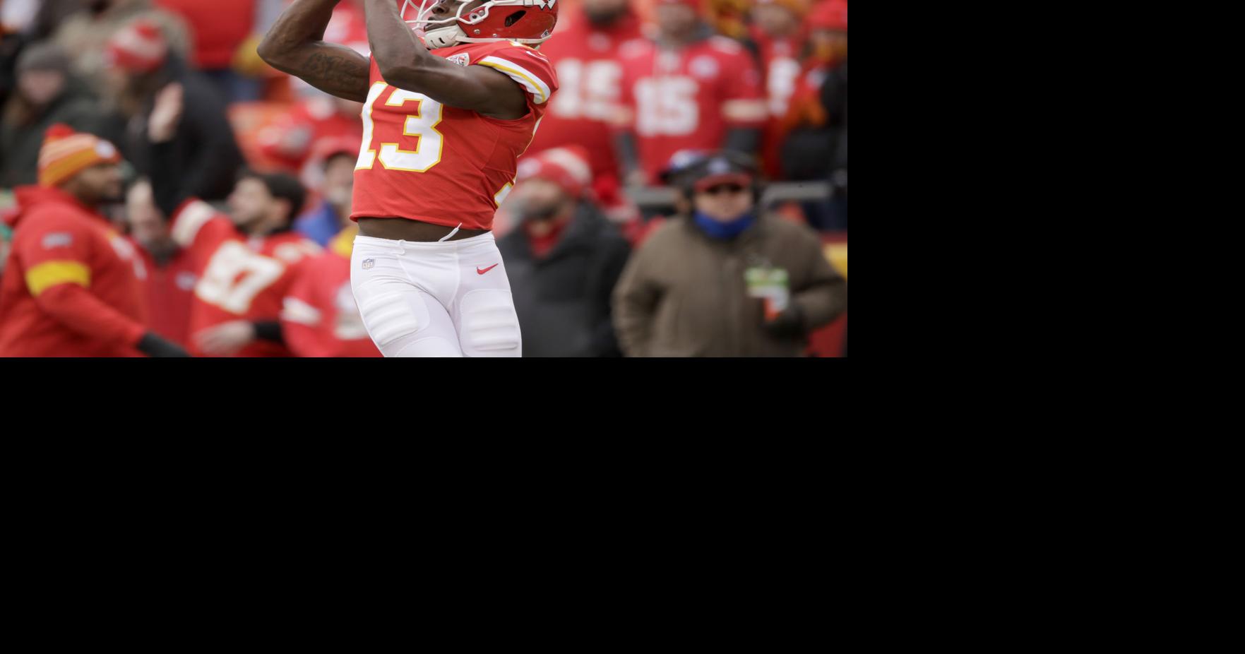 Kansas City Chiefs wide receiver Byron Pringle (13) runs a pass