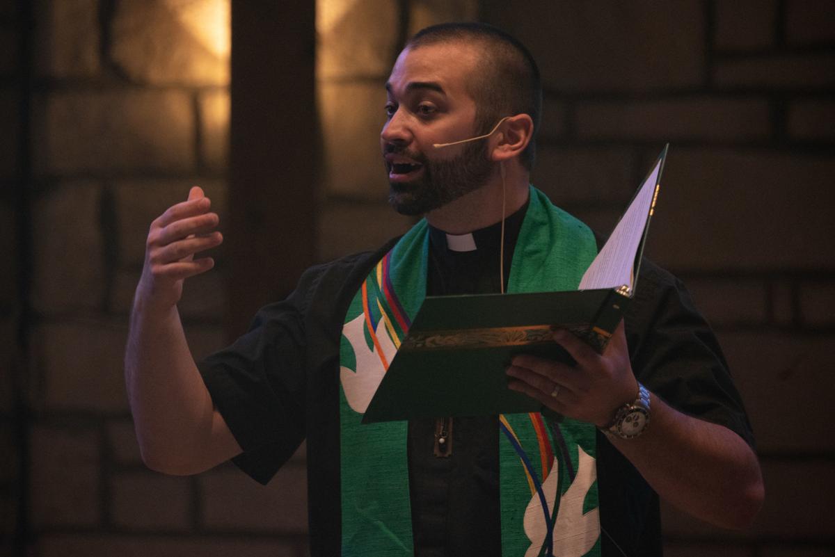 Pastor Austin English speaks at Peace Lutheran Church on Sunday. ÒIÕve done more virtual services than in person services,Ó said Pastor Austin. Pastor Austin started preaching at Peace Lutheran Church around five months ago, shortly before the coronavirus pandemic struck Manhattan.