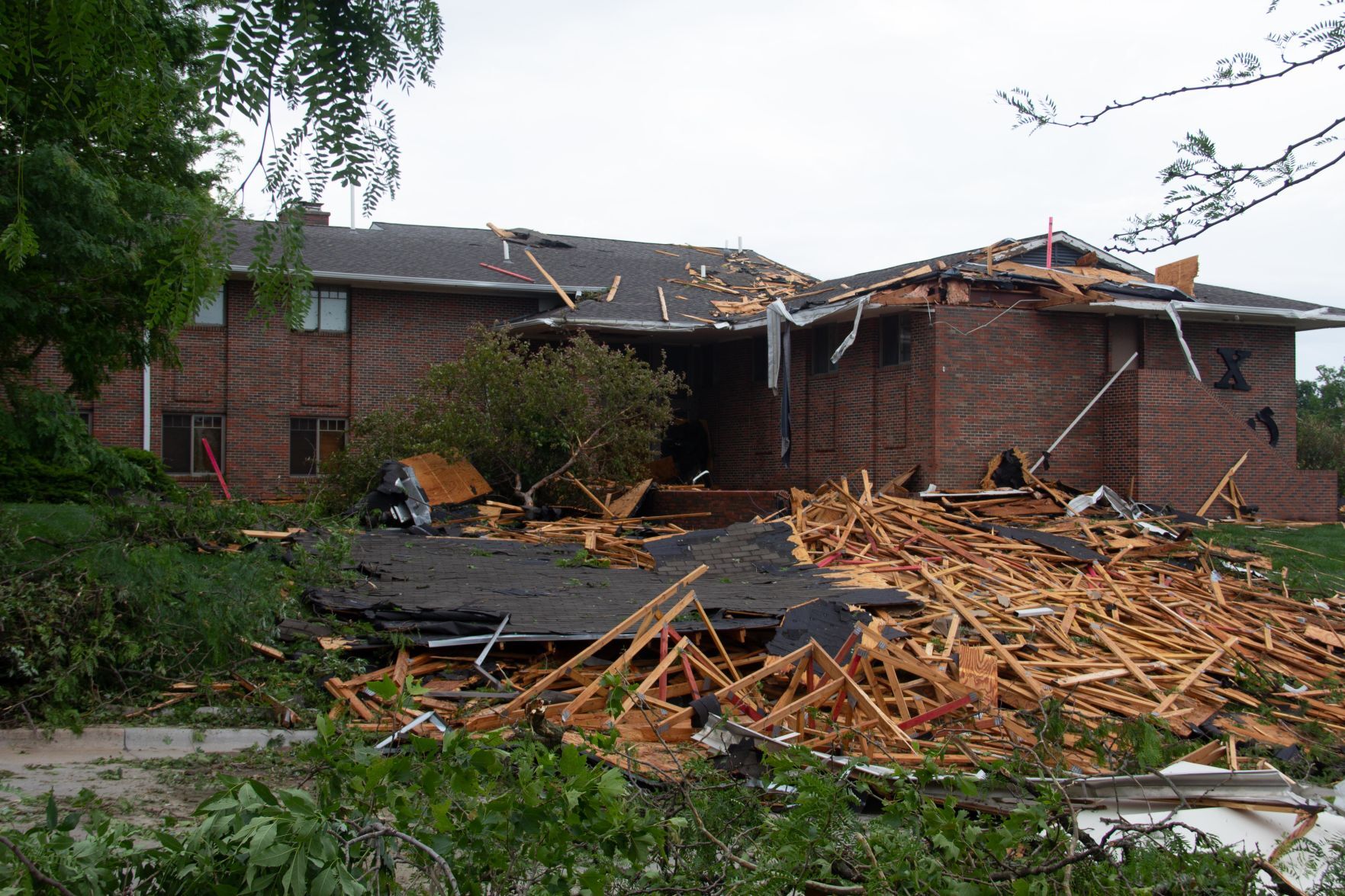 Sorority houses damaged in thunderstorm possible tornado that hit