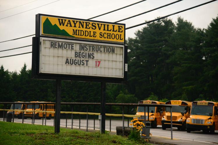 Waynesville Middle remote back to school sign.JPG