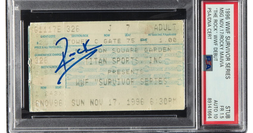 TXT 直筆サイン LIMITED PHOTO TICKET Rare signed ticket from The Rock's WWF debut sells for thousands