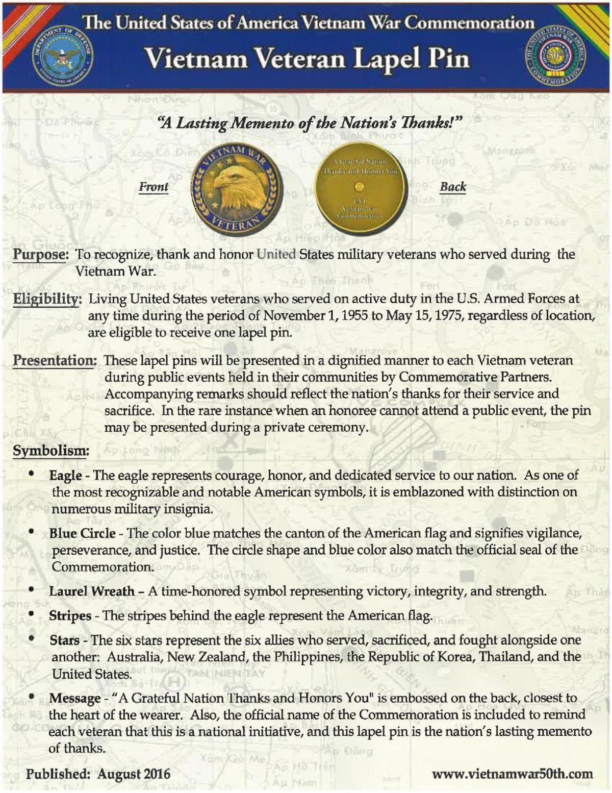 Vietnam lapel pin