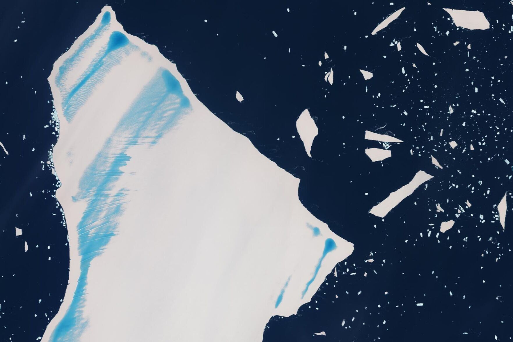 Satellite image shows world's former largest iceberg near end