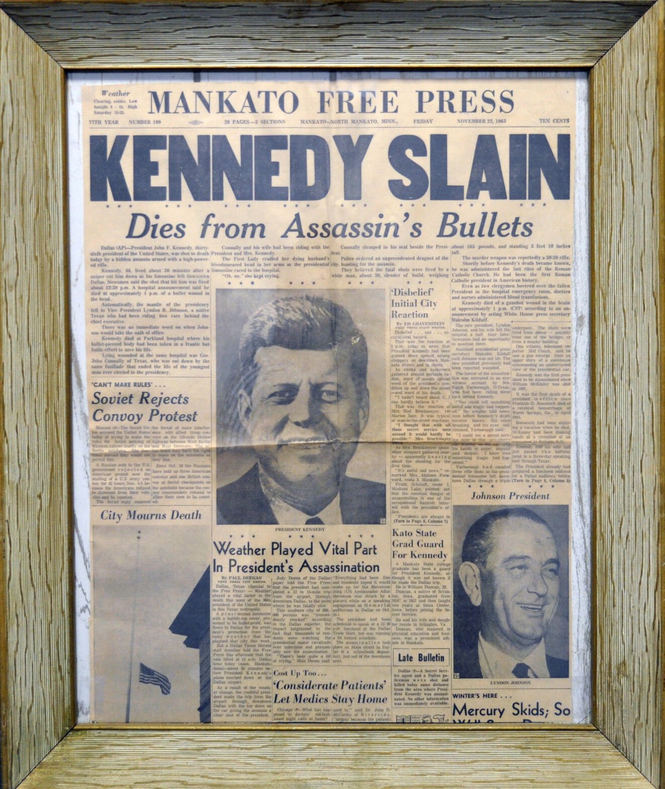 JFK Newspaper Mementos Johnson Assumes JFK Duties Kennedy Slain Johnson Sworn In Kennedy Slain By Assassin Oswald Slain In Jail Shiftt