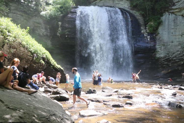 Swimmers enjoying Looking Glass Fall