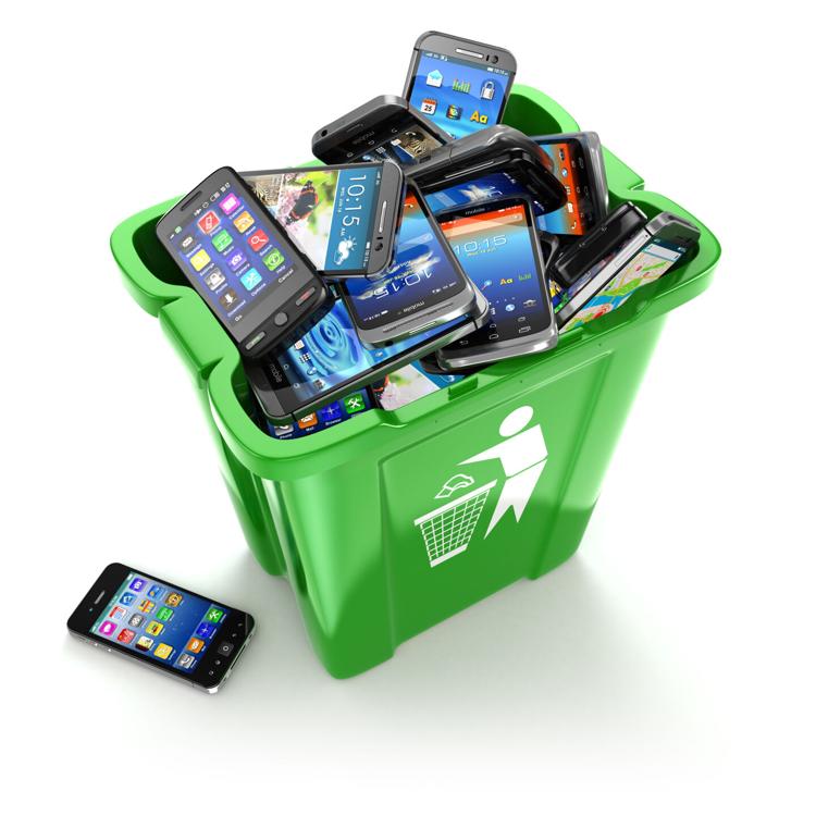 Mobile phones in trash