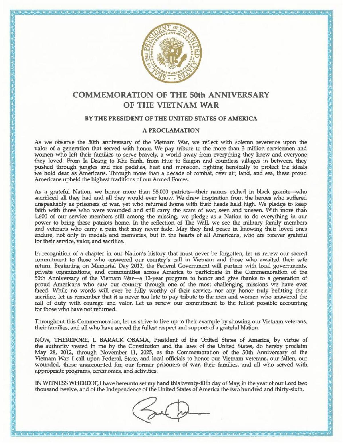 50 year Vietnam commendation