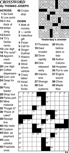 Crossword for August 6th | Crosswords | themountainmail.com
