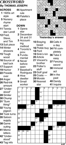 Black suit crossword