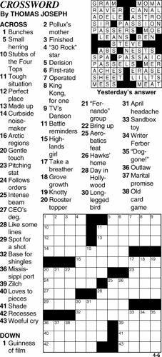 Crossword for April 6th | Crosswords | themountainmail.com