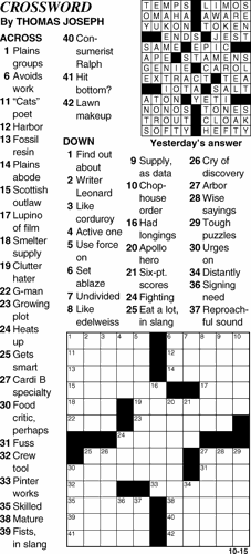 Crossword for October 15th Crosswords themountainmail com
