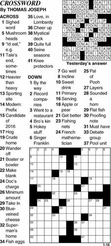 Crossword for January 16th | Crosswords | themountainmail.com