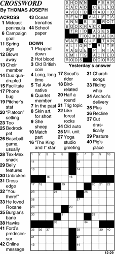 Crossword for December 29th | Crosswords | themountainmail.com