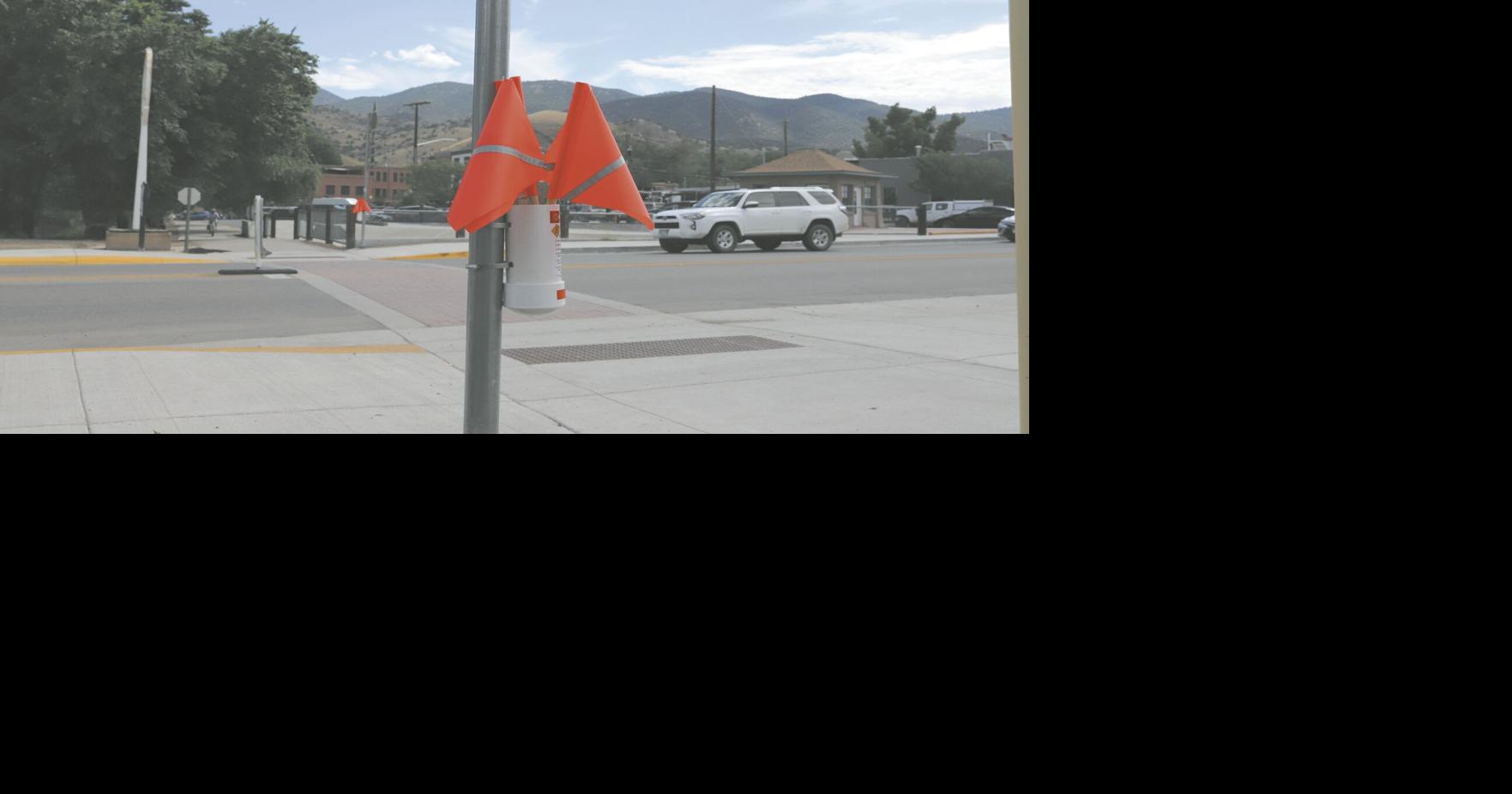New see me flags remind pedestrians and cyclists of the importance of ...
