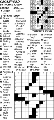 Crossword for February 23rd | Crosswords | themountainmail.com