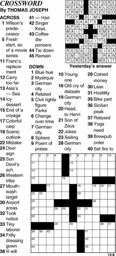 Crossword for December 8th | Crosswords | themountainmail.com