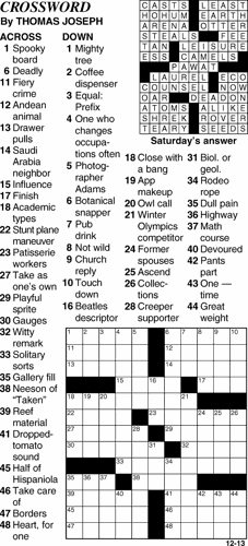 Crossword for December 13th | Crosswords | themountainmail.com