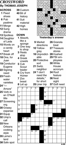 Crossword for April 30th | Crosswords | themountainmail.com