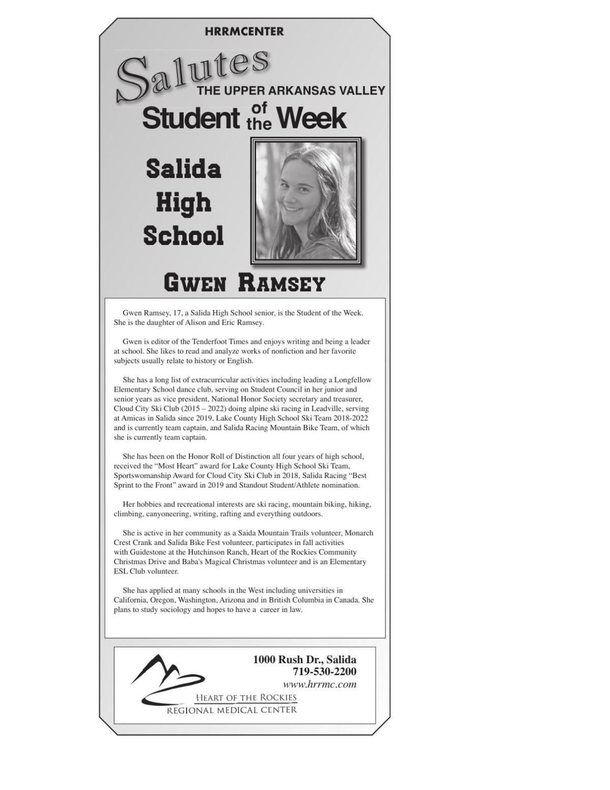 THE UPPER A ARKANSAS VALLEY of the Week - GWEN RAMSEY ...