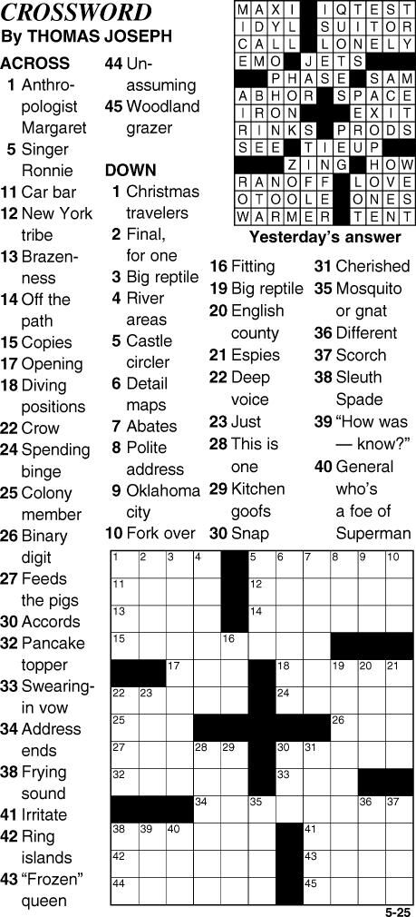 Crossword for May 25th
