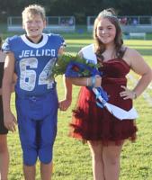 Jellico Middle School Homecoming Princess Harper Jones being escorted by George Fuston.