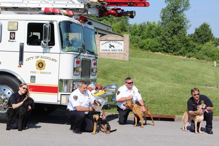 Local firefighters step in front of the camera to support shelter pets
