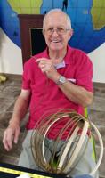 Hutchins participates in basketry class
