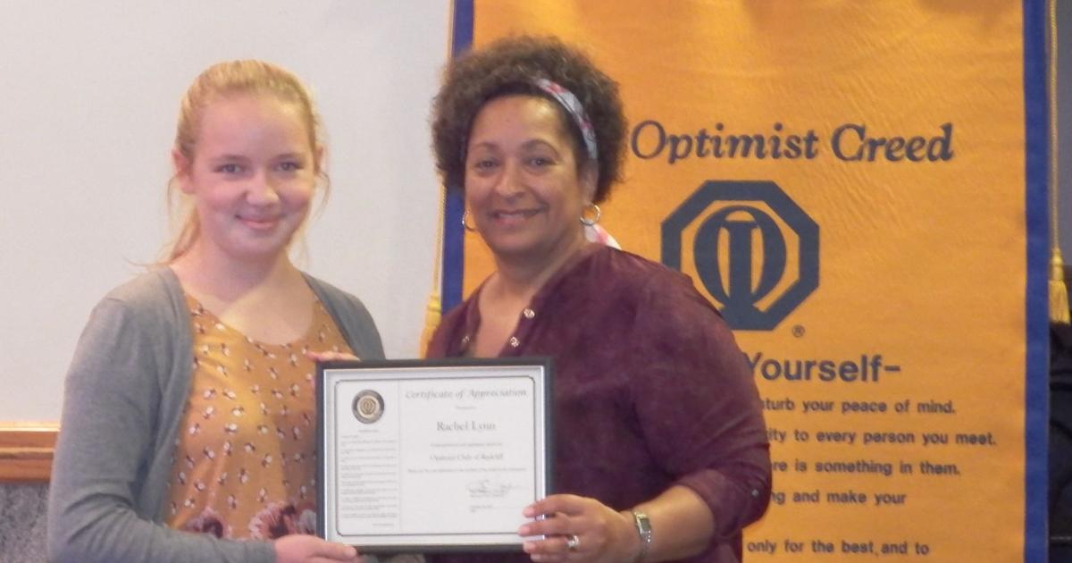 Rachel Amos Ritchie Radcliff Optimists members welcome Rachel Ritchie, Lt. Col. Terry Owens ...