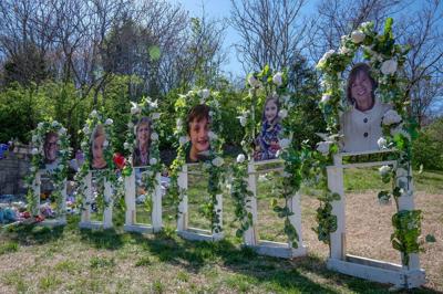 Memorials to the six victims of the Covenant School Shooting