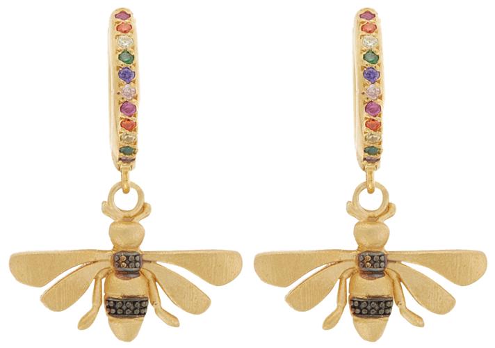 Sapphire Midi Hoops with Bumble Bees main image 1