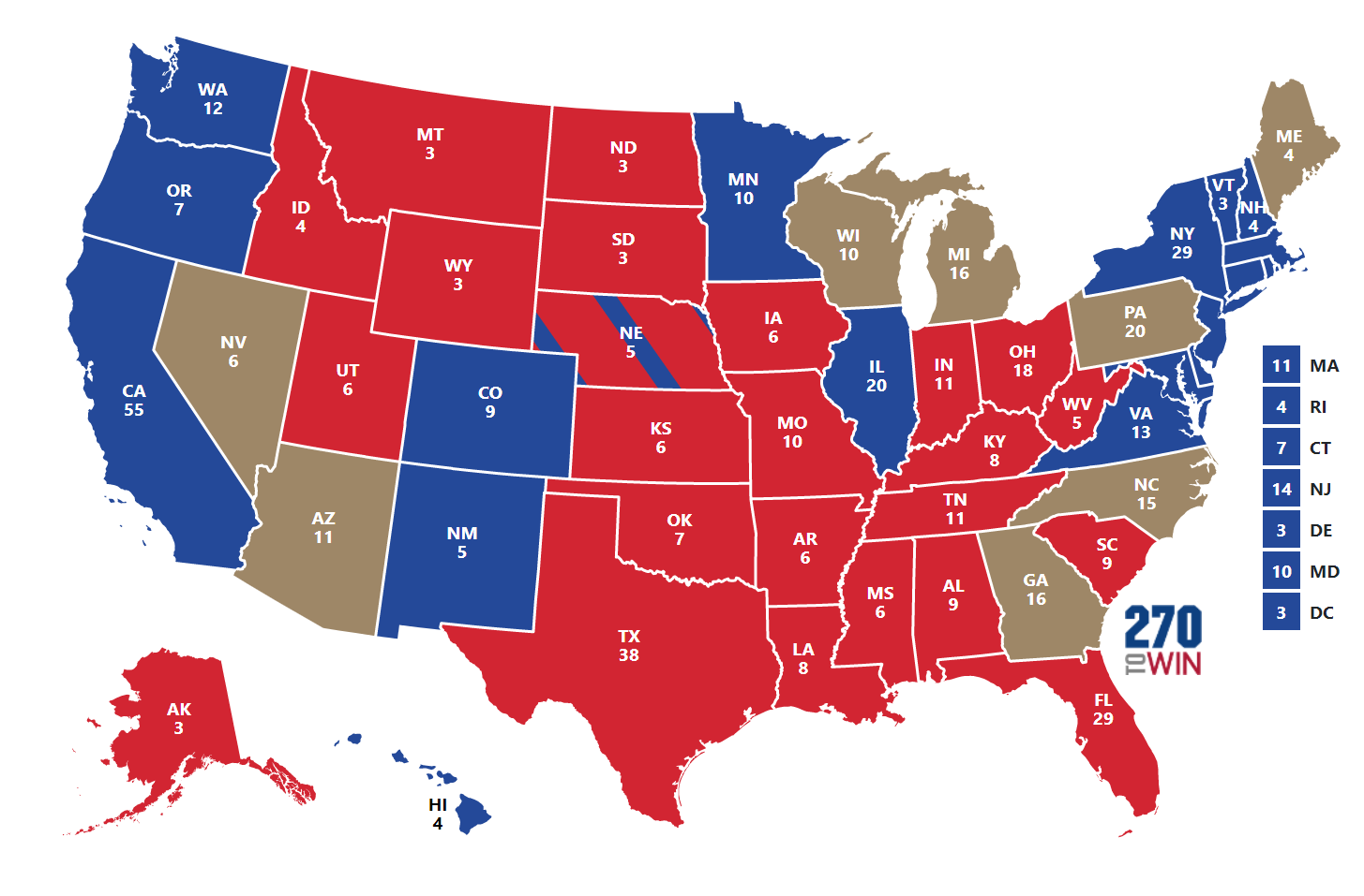 Presidency Comes Down To Battleground States: What Each Candidate Needs ...