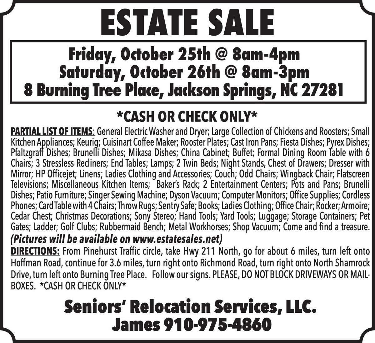 ESTATE SALE 8 BURNING TREE PL Estate Sales