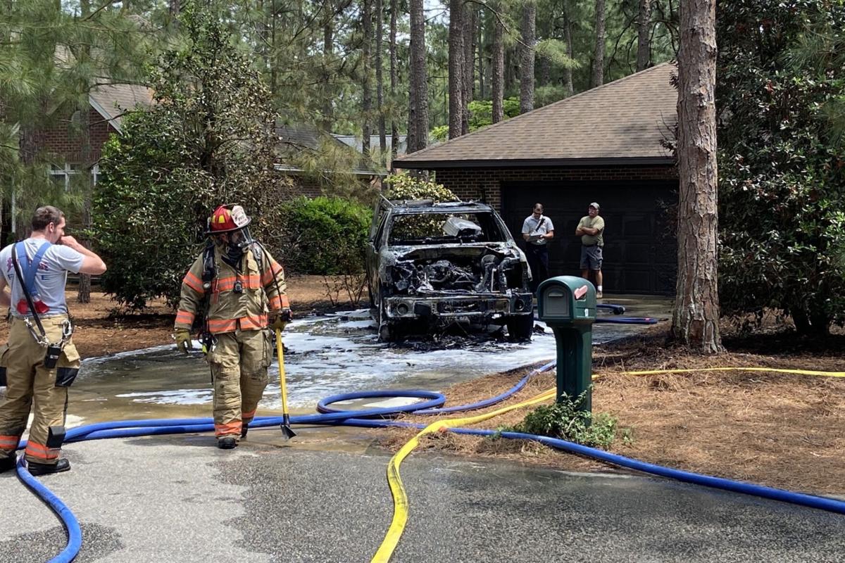 Vehicle Devoured by Flames in Pinehurst Driveway News