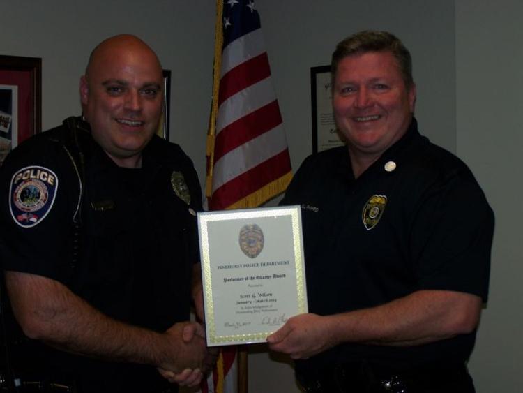 Wilson Earns Pinehurst Police Employee of the Quarter Award News